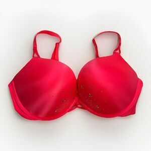 Victoria's Secret Bombshell Plunge Bling Accent 36D Pushup Bra Pink Underwire